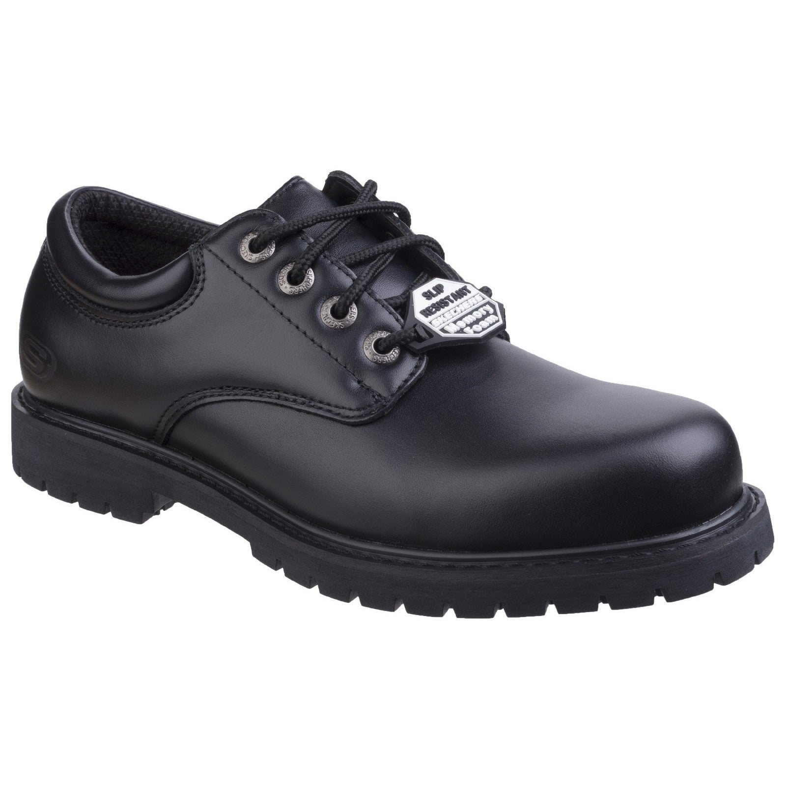 Skechers Cottonwood Elks black leather non-safety occupational work shoe #SK77041EC