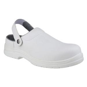 Amblers FS512 S2 white metal-free water-resistant composite toe cap safety clog
