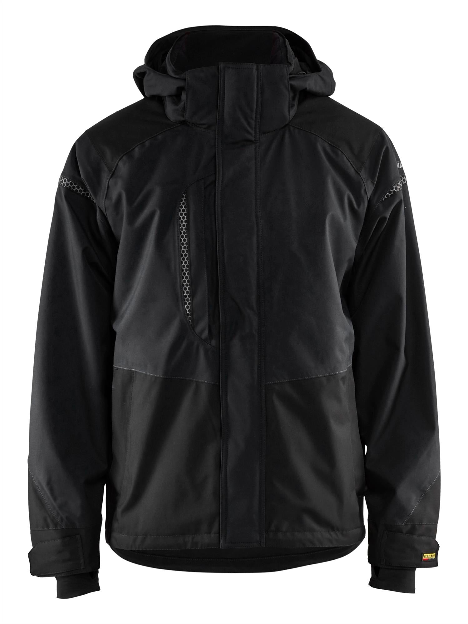 Blaklader black men's waterproof, breathable mesh-lined hooded shell jacket #4988