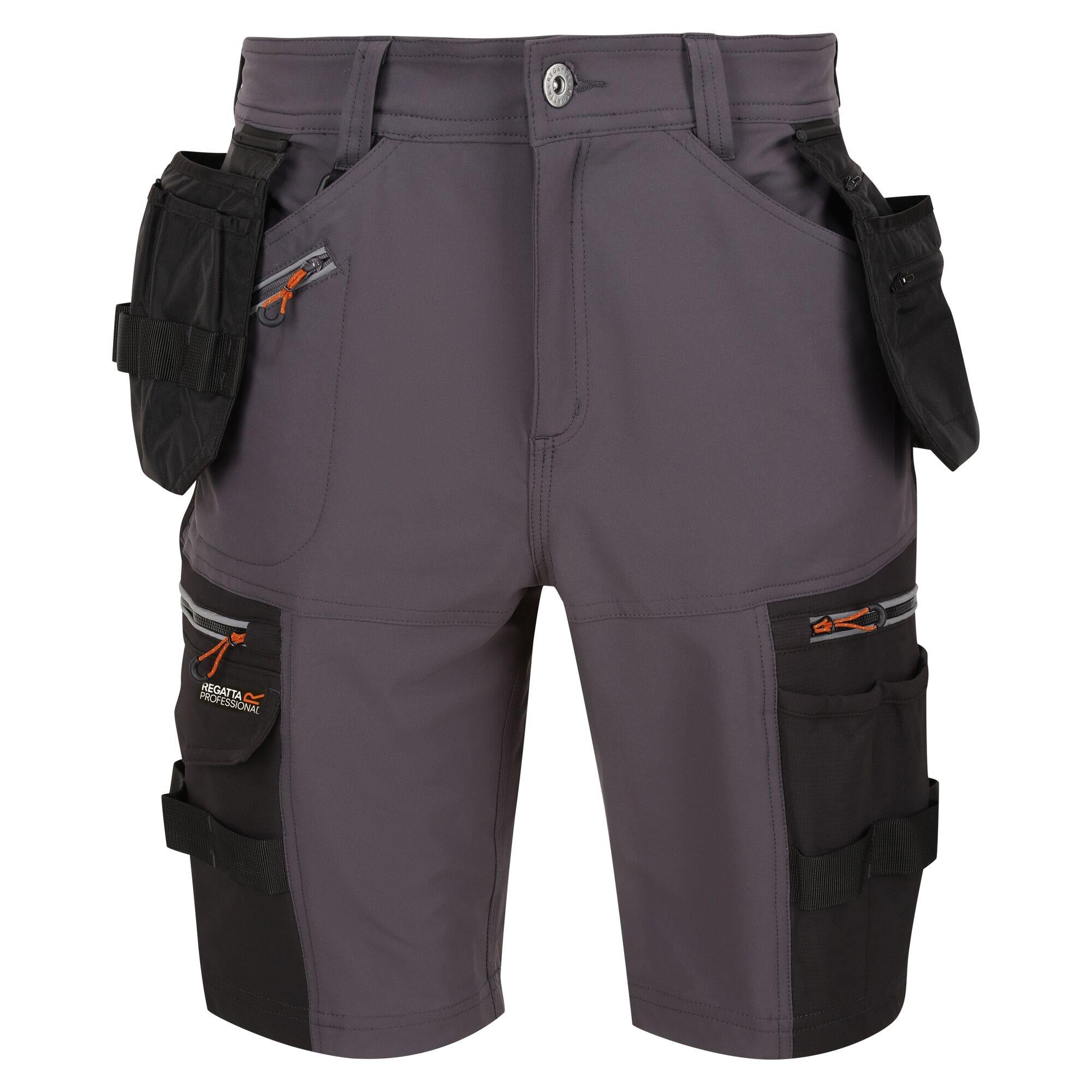 Regatta Infiltrate grey/black men's water-repellent detachable holster work shorts #TRJ494