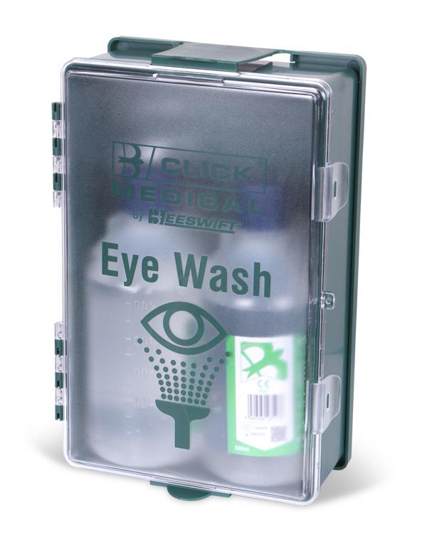 Click Medical eyewash station c/w 2x500ml bottles and wall-mount bracket
