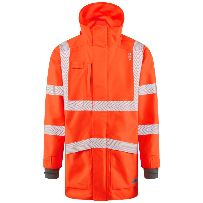 Leo CLOVELLY high-visibility waterproof breathable orange executive anorak #A04