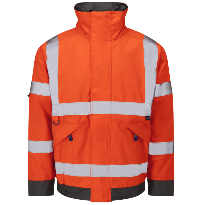 Leo CHIVENOR high-visibility waterproof quilt-lined orange bomber jacket #J01