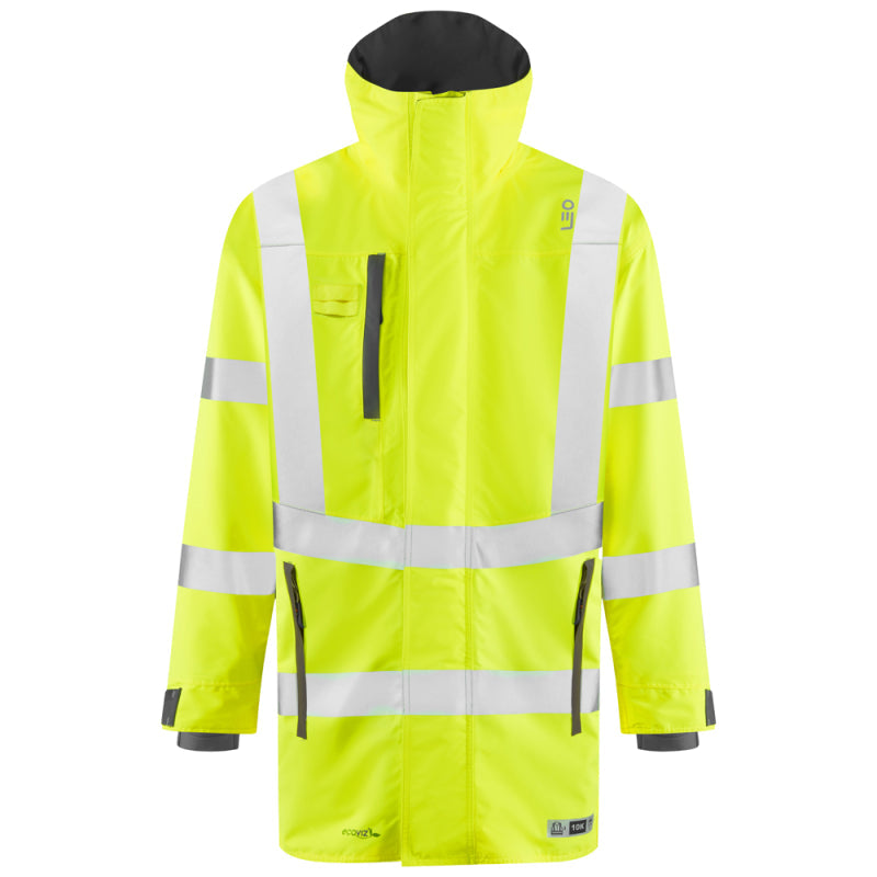 Leo Eastleigh Ecoviz yellow high visibility work anorak coat jacket #A07