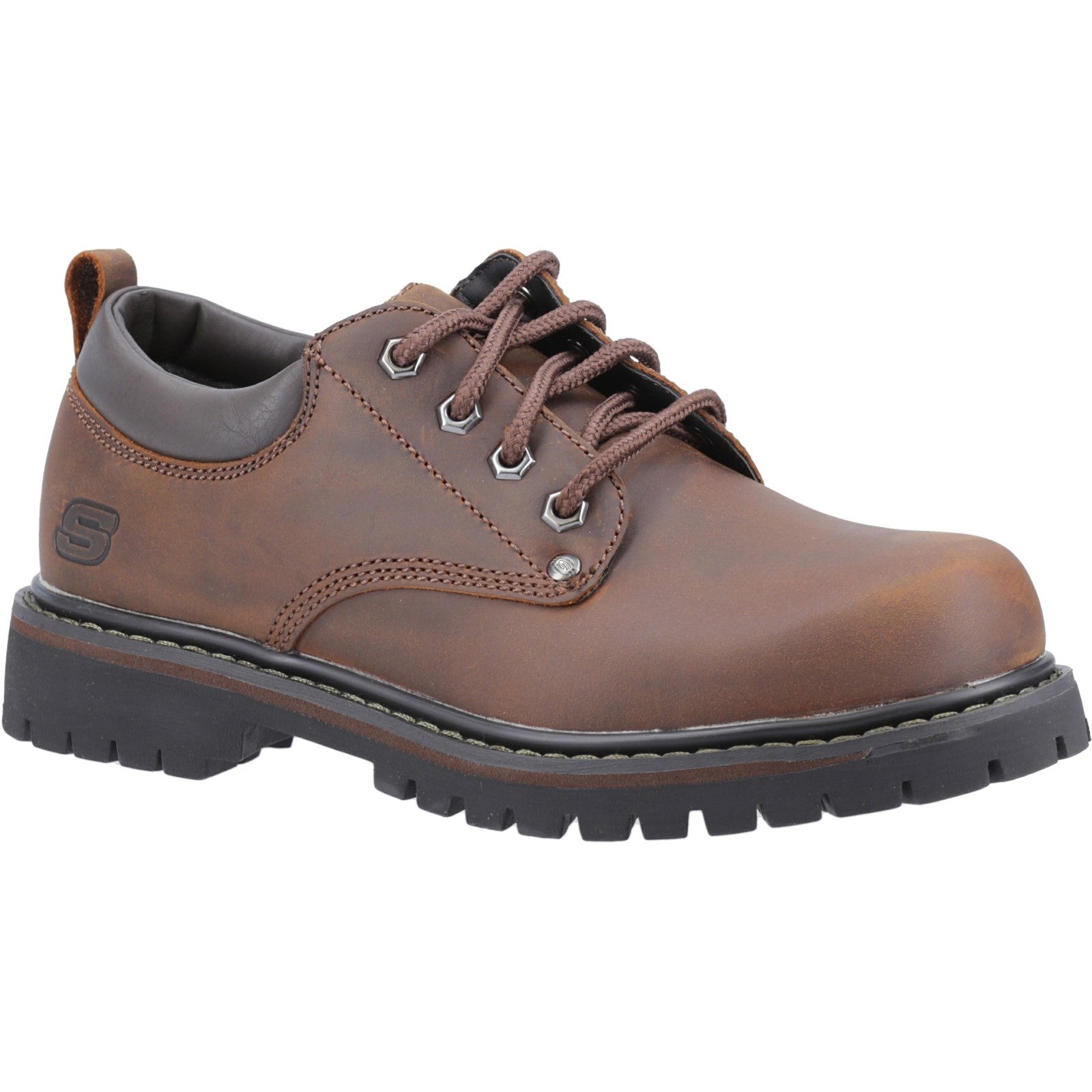 Skechers Tom Cats dark brown leather casual Oxford lace up shoe #SK6618