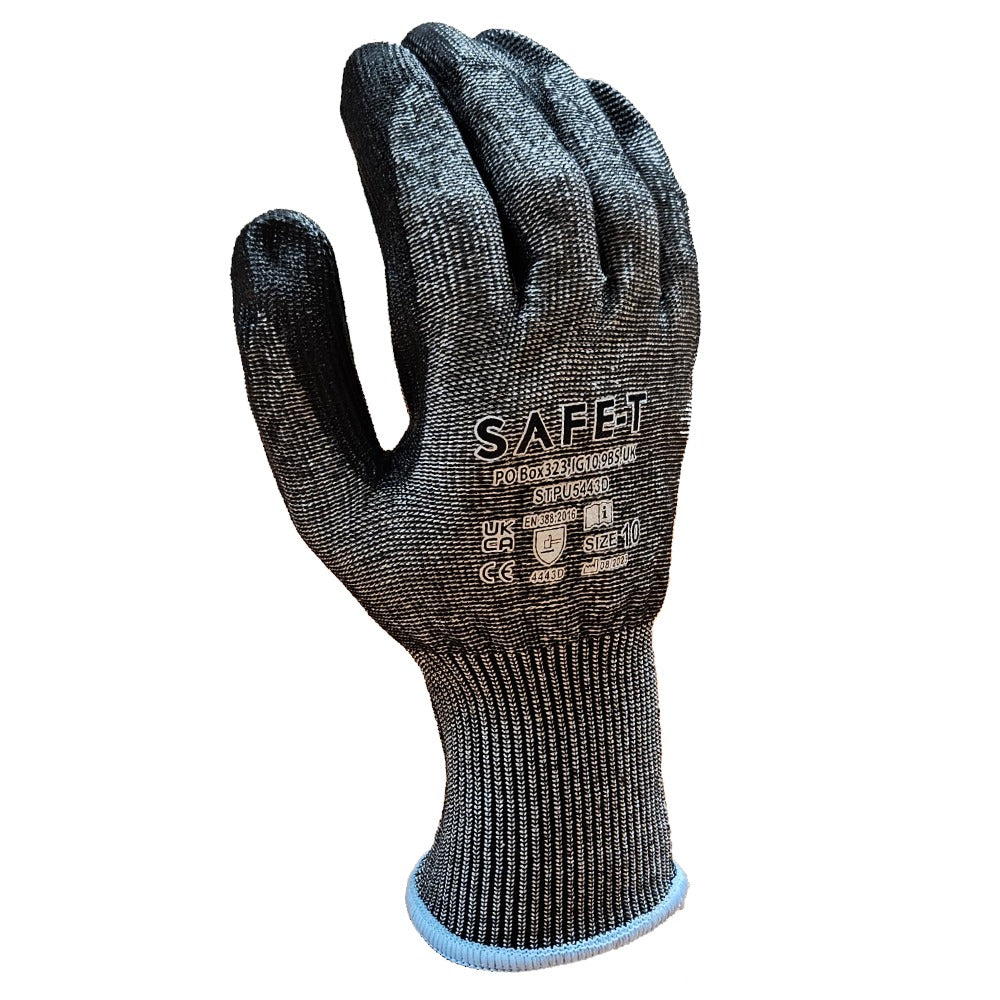 Cut F highest level cut protection PU palm coated grey liner gloves