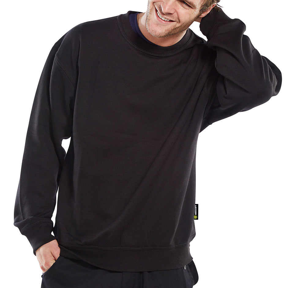 Click unisex black polycotton crew-neck sweatshirt