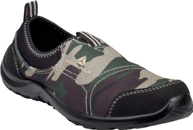 Delta Plus MIAMI S1P khaki camouflage slip-on steel toe trainer clog shoe with midsole