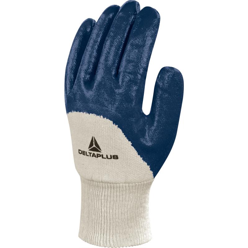 Delta Plus manual-handling blue nitrile open-back knit-wrist work glove #NI150