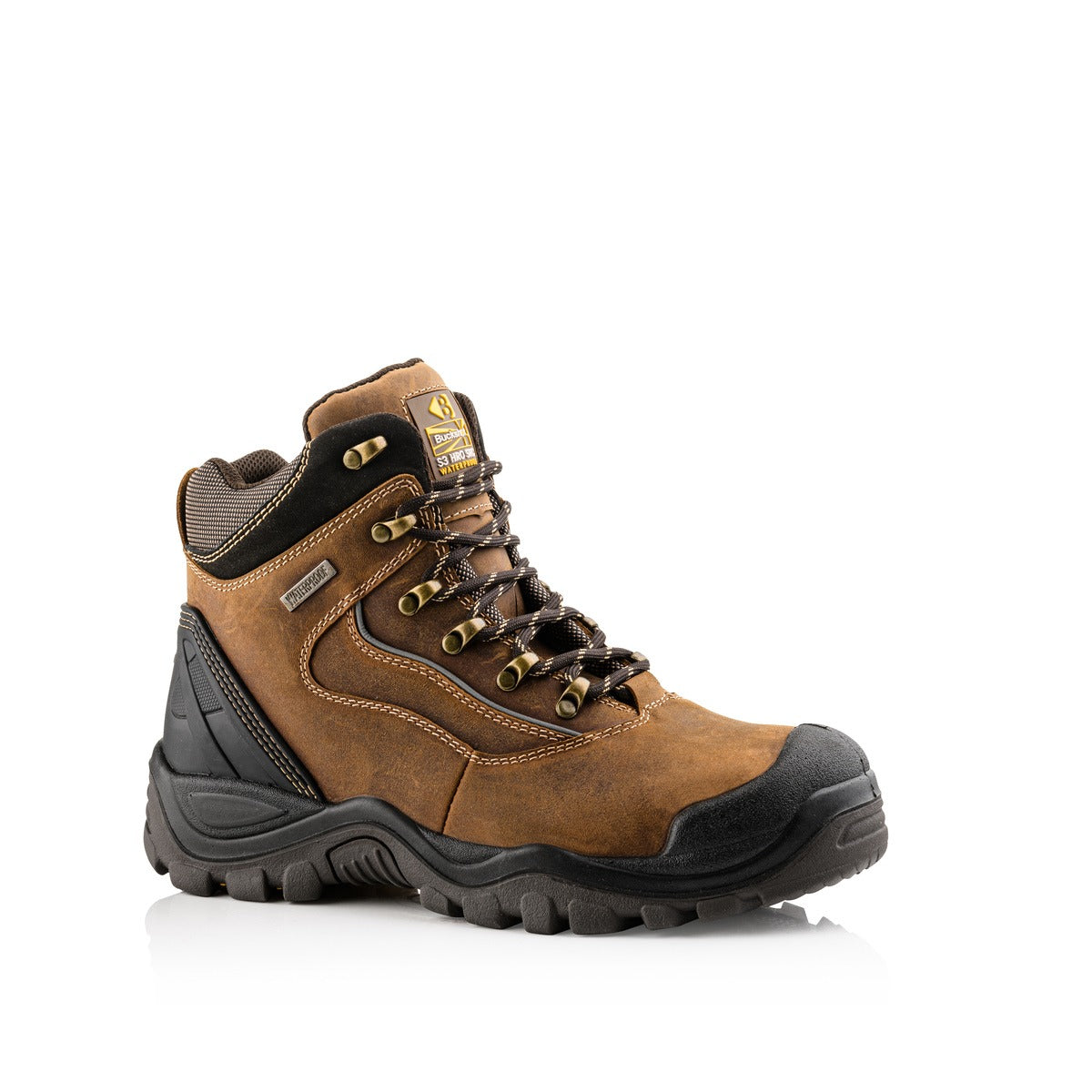 Buckbootz S3 brown leather steel toe/midsole safety boot #BSH002