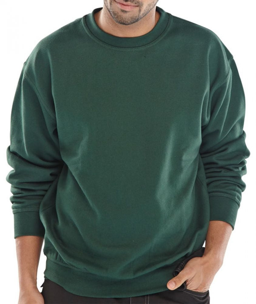 Click unisex bottle green polycotton crew-neck sweatshirt