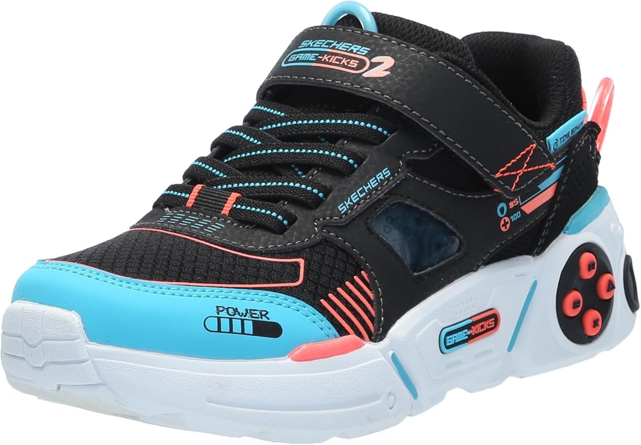 Skechers Gametronix kids black touch fasten trainer #SK402260L