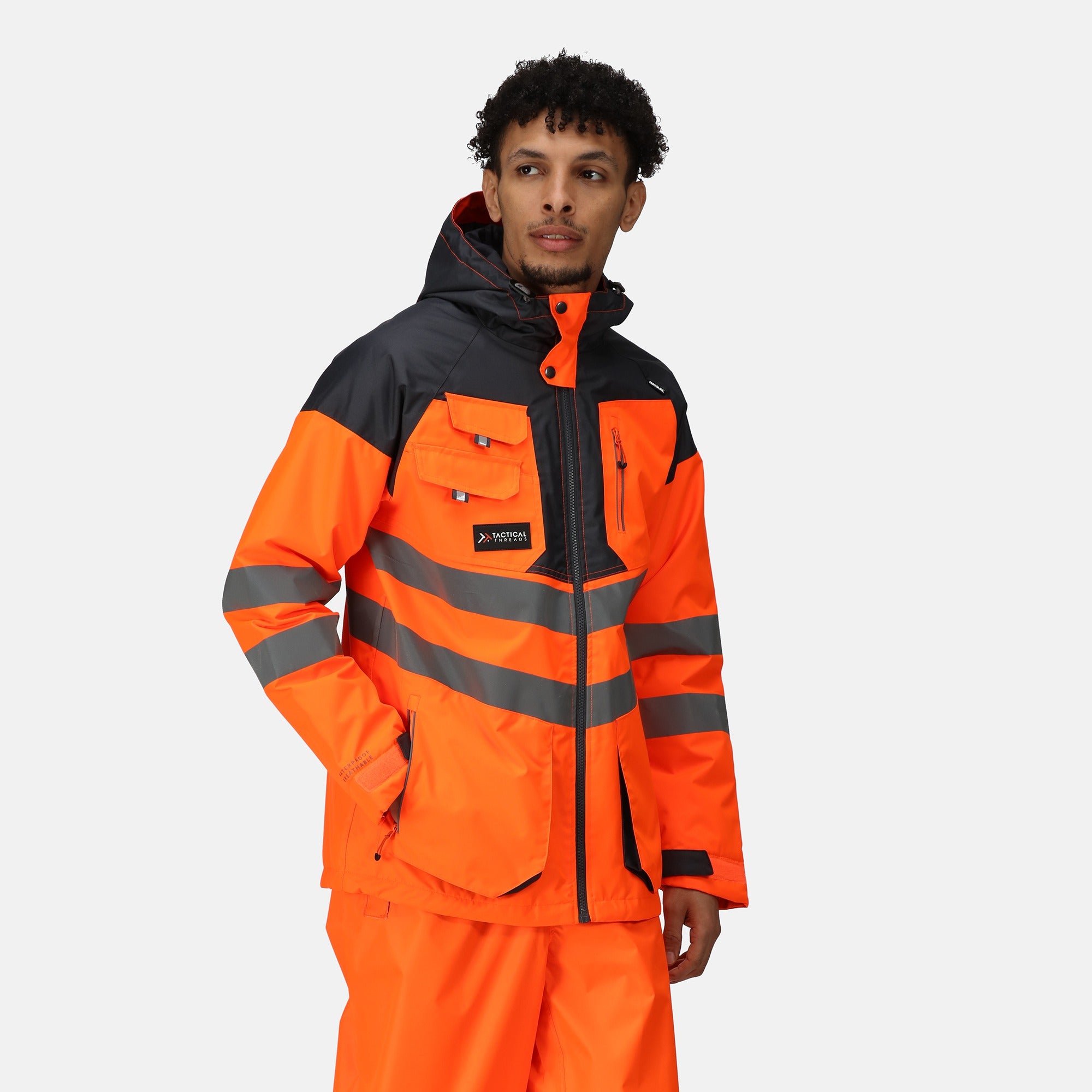 Regatta orange/grey hi-vis men's waterproof parka coat #TRA340