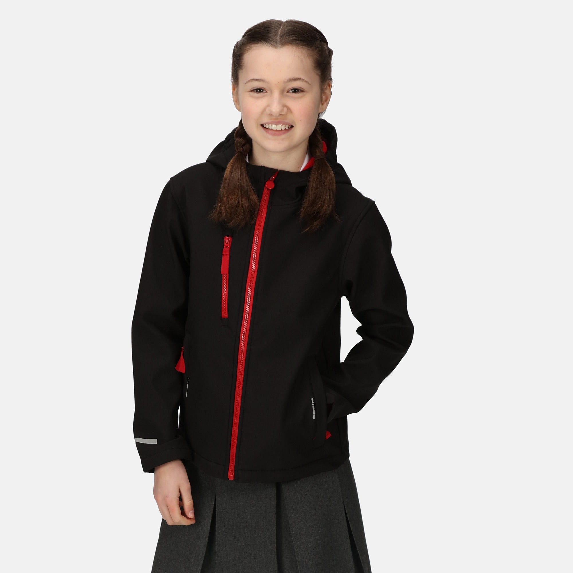Regatta Ablaze black/red children's waterproof breathable hooded jacket #TRA735