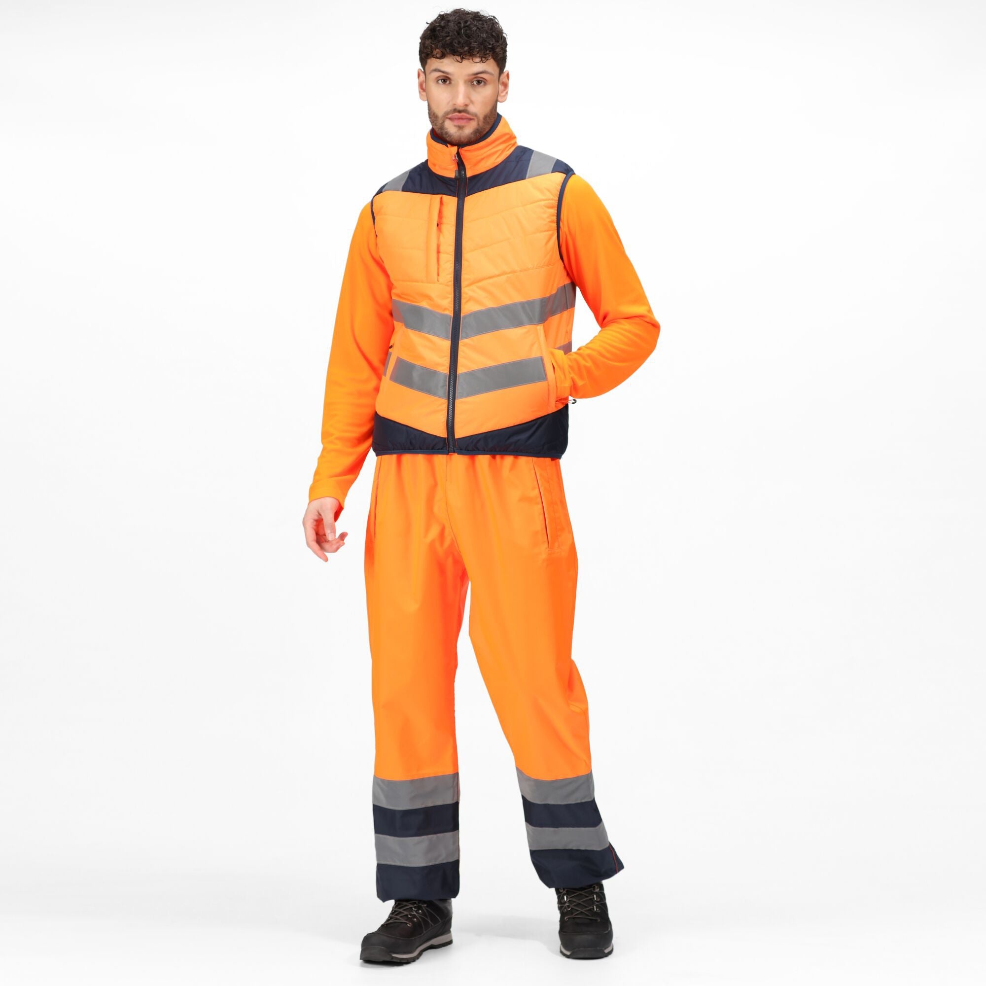 Regatta Men's Orange Hi-Vis Baffle Waterproof Windproof Body warmer  #TRA871