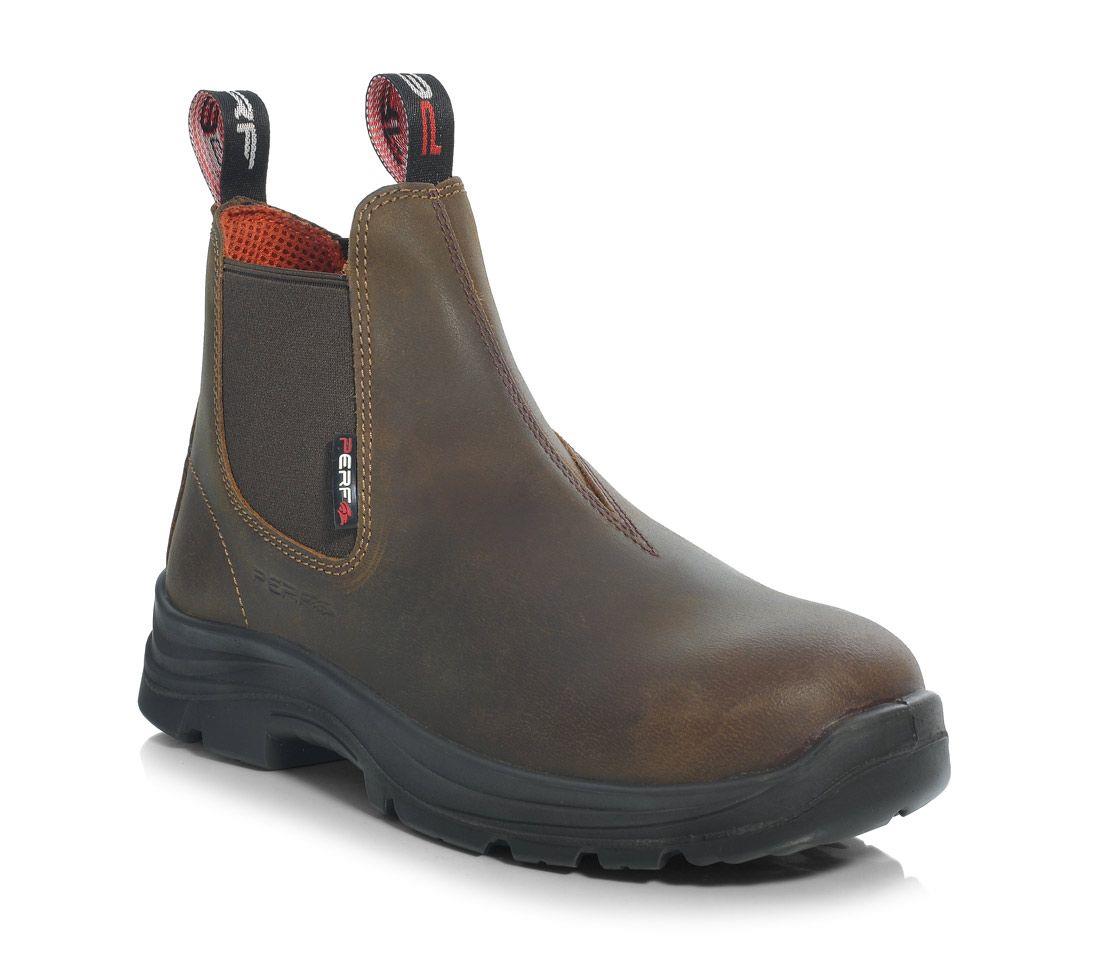 Brandon brown water-resistant leather steel toe/midsole safety dealer work boot