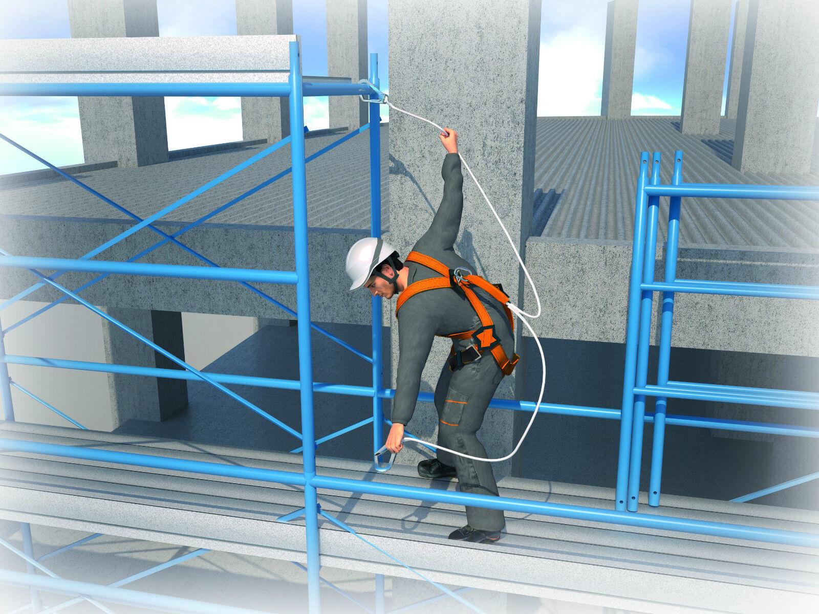 Delta Plus scaffolder harness with 2 metre twin lanyard with scaffold hooks #ELARA280