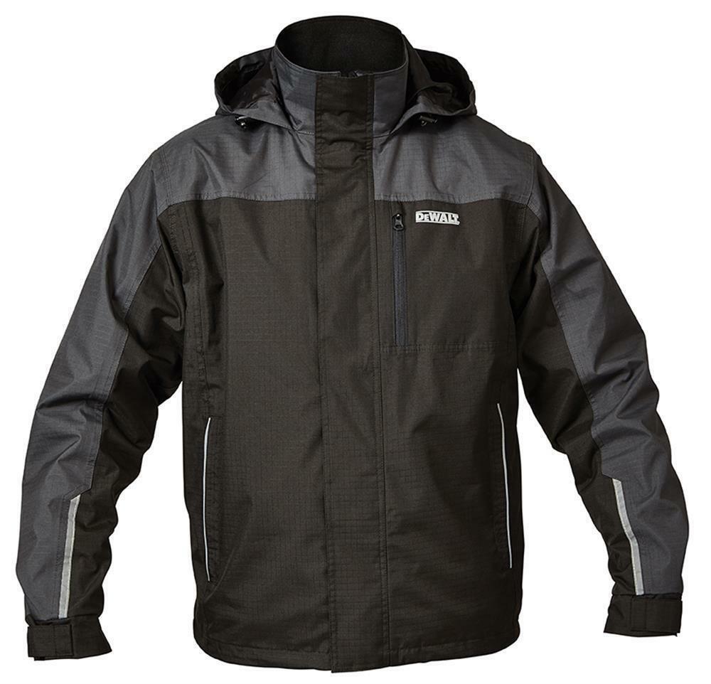 DeWALT STORM black grey waterproof lightweight hooded rip-stop coat jacket