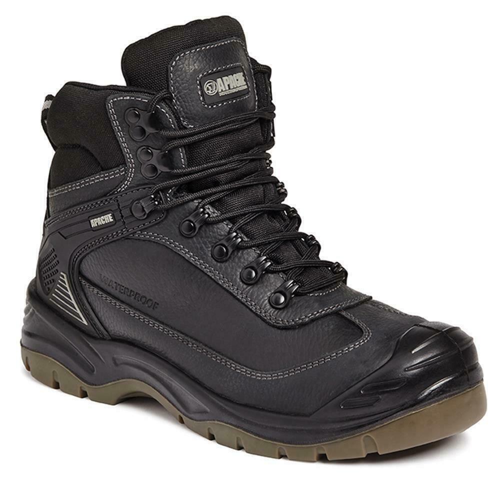 Apache Ranger S3 black leather waterproof steel toe/midsole safety work boot