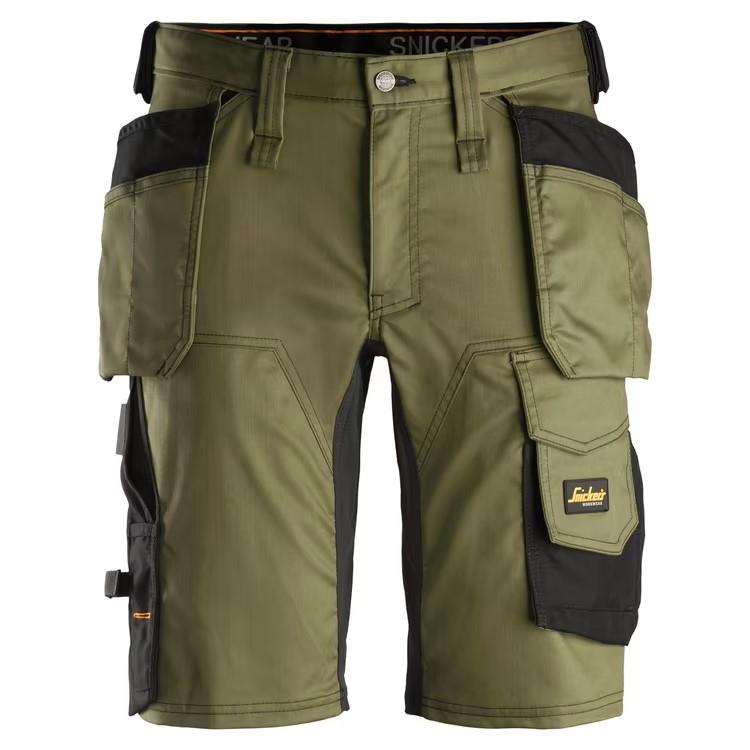 Snickers khaki green all-ways stretch holster pocket work shorts #6141