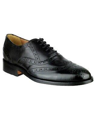 Amblers Ben black polished leather upper/ leather sole brogue shoe