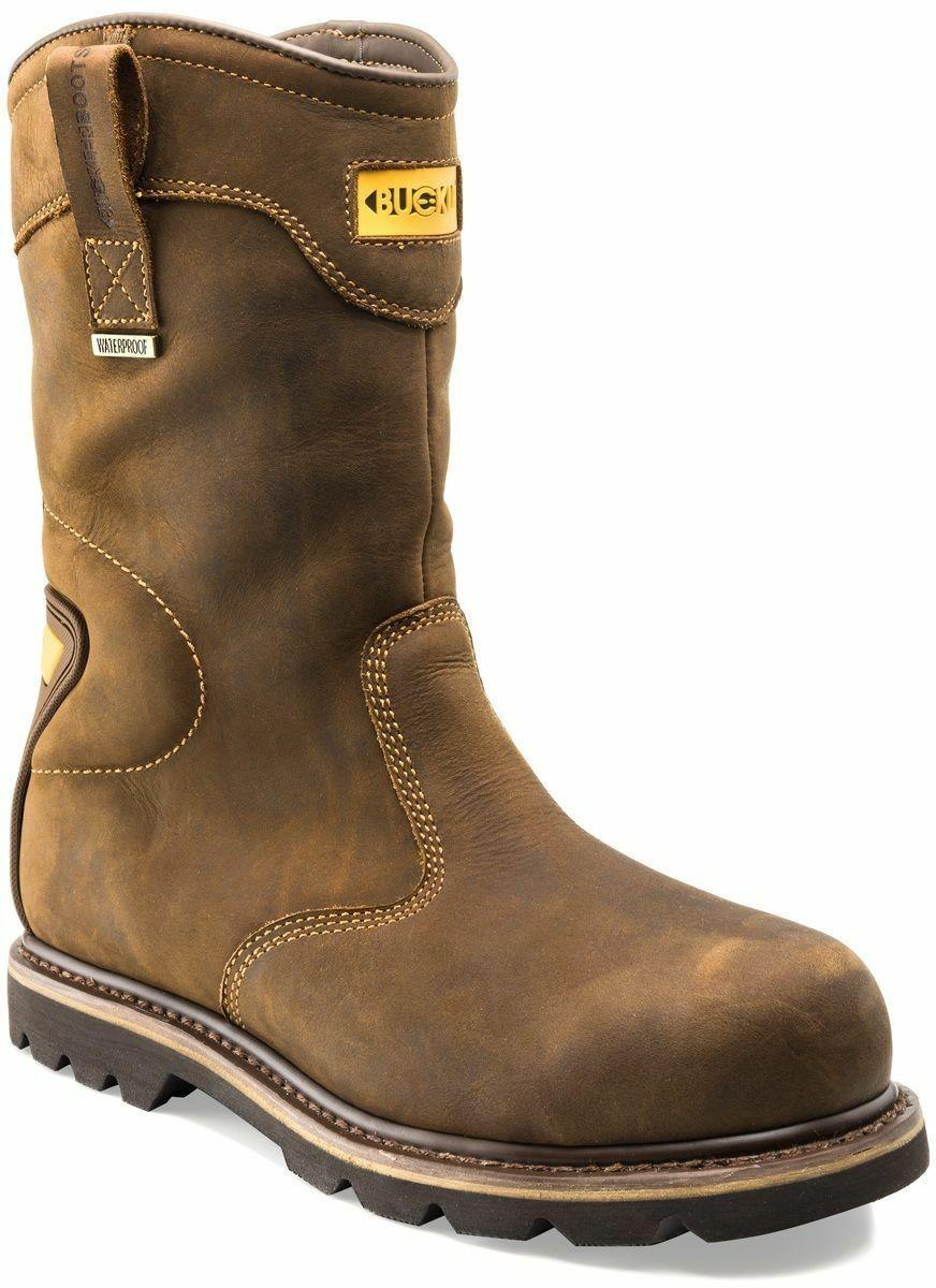 Buckbootz SBP brown leather steel toe/midsole safety work rigger boot #B701