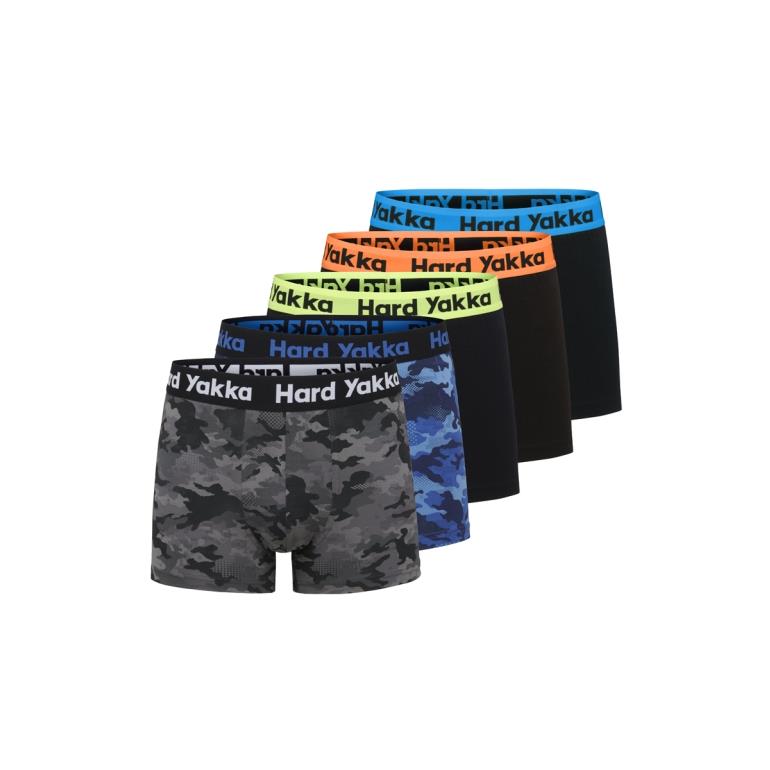 Hard Yakka stretch cotton/elastane multi-coloured trunk underpants (5 pack)