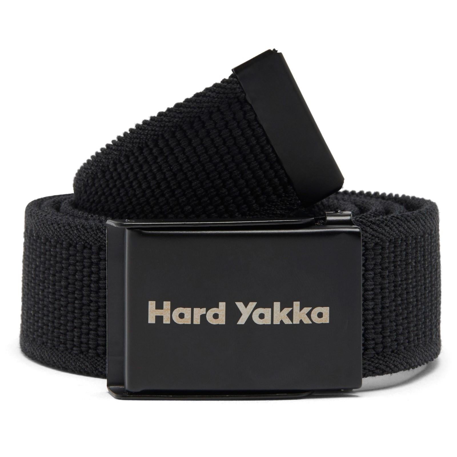 Hard Yakka can-opener buckle stretch webbing black work belt