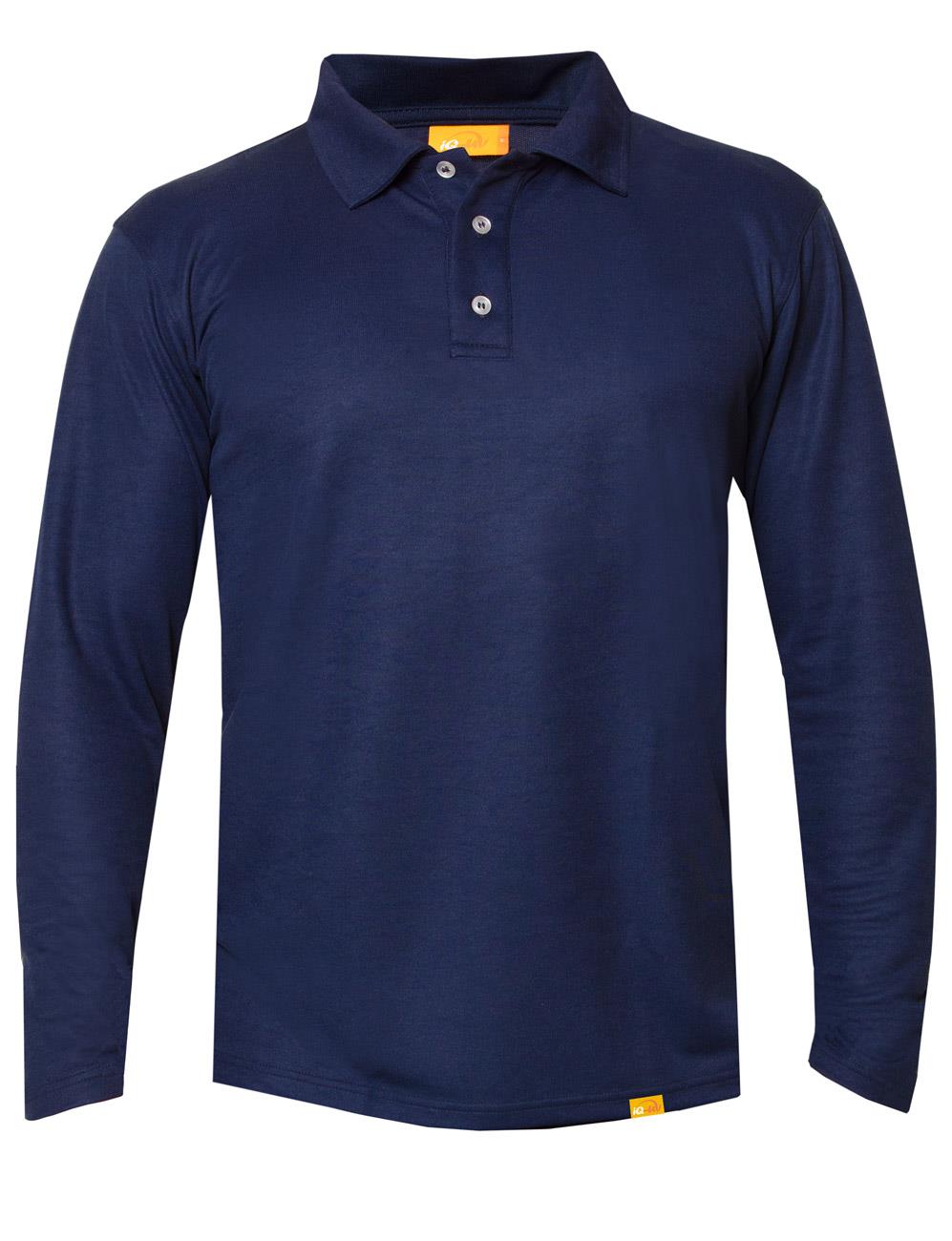 iQ UV UPF 50+ recycled sustainably sourced navy men's long-sleeved polo-shirt