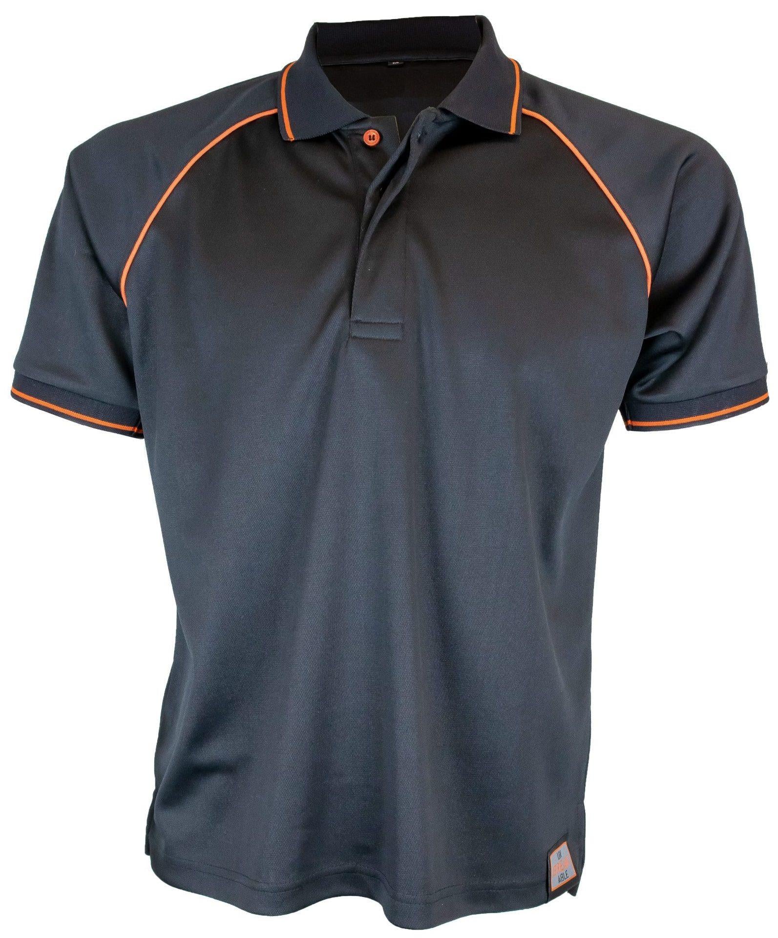 Unbreakable Newark black/orange trim fast-drying breathable  work polo shirt #U400