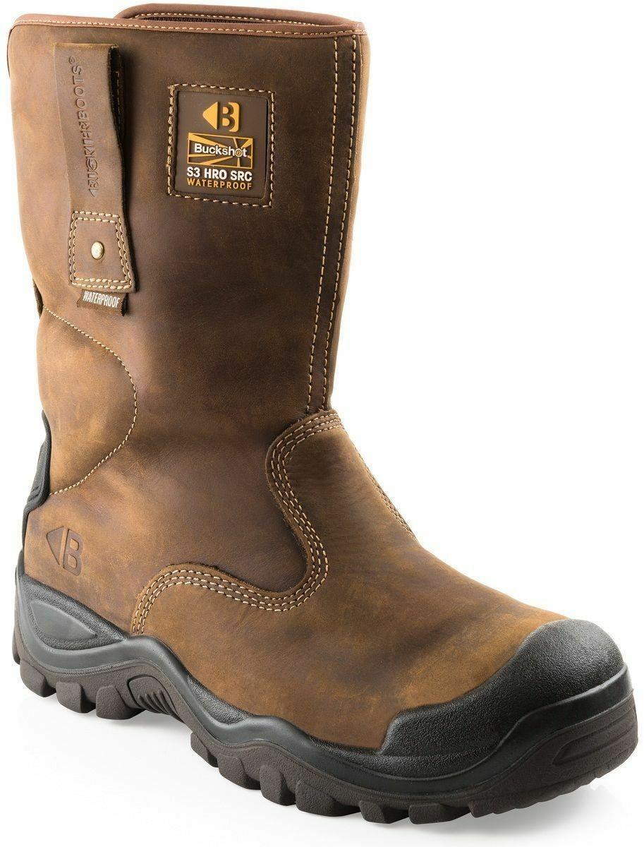 Buckbootz S3 brown leather steel toe/midsole safety work rigger boot #BSH010