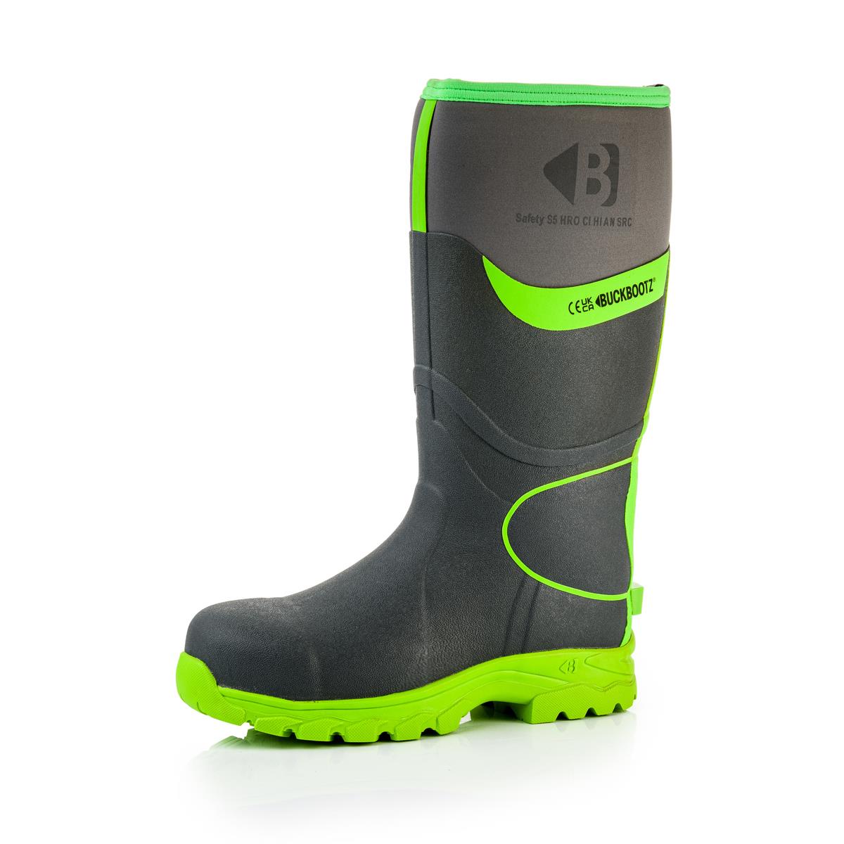 Buckbootz S5 grey/green composite toe/midsole safety wellington boot #BBZ8000