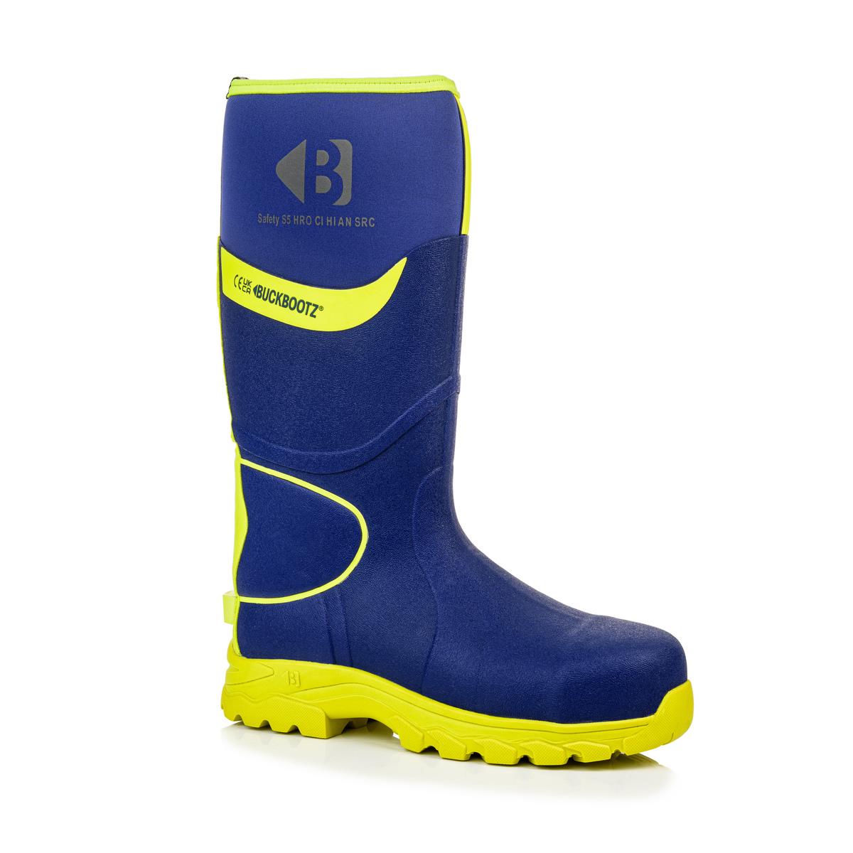 Buckbootz S5 blue/yellow composite toe/midsole safety wellington boot #BBZ8000