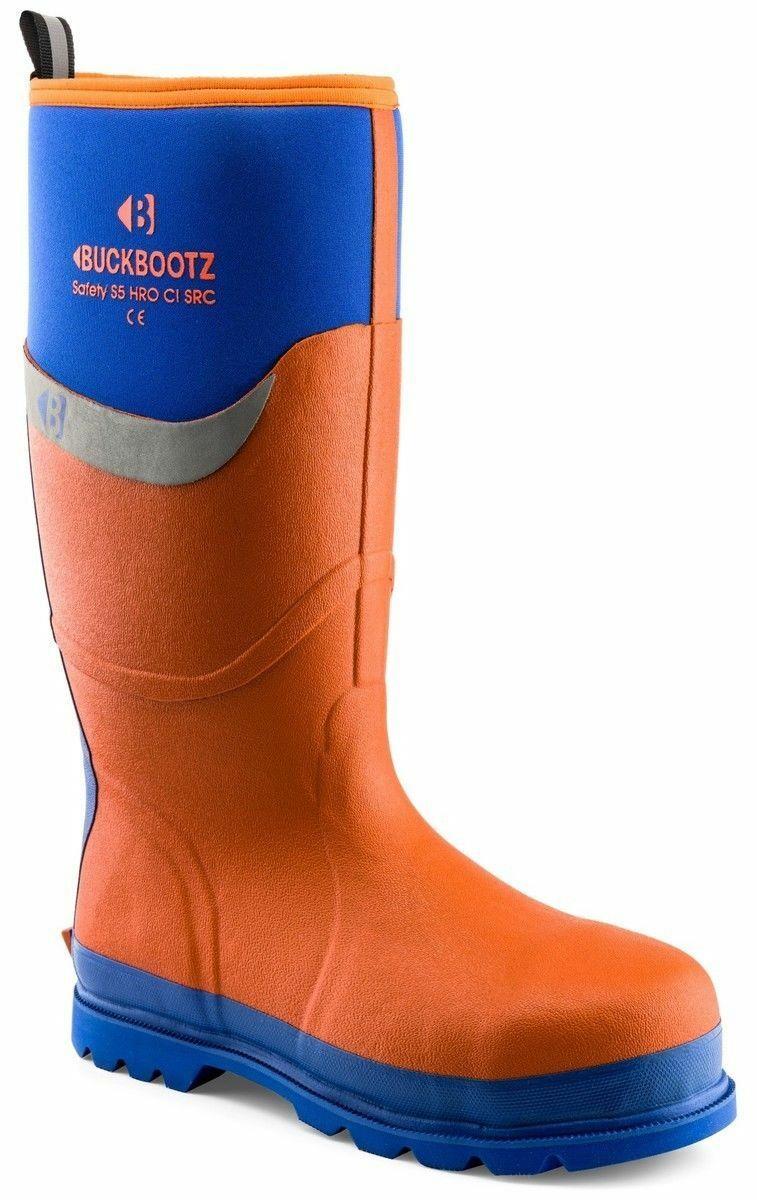 Buckbootz S5 orange steel toe/midsole waterproof safety wellington work boot #BBZ6000