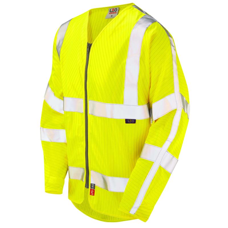 Leo Huish high-visibility flame-retardant anti-static long sleeve zip waistcoat