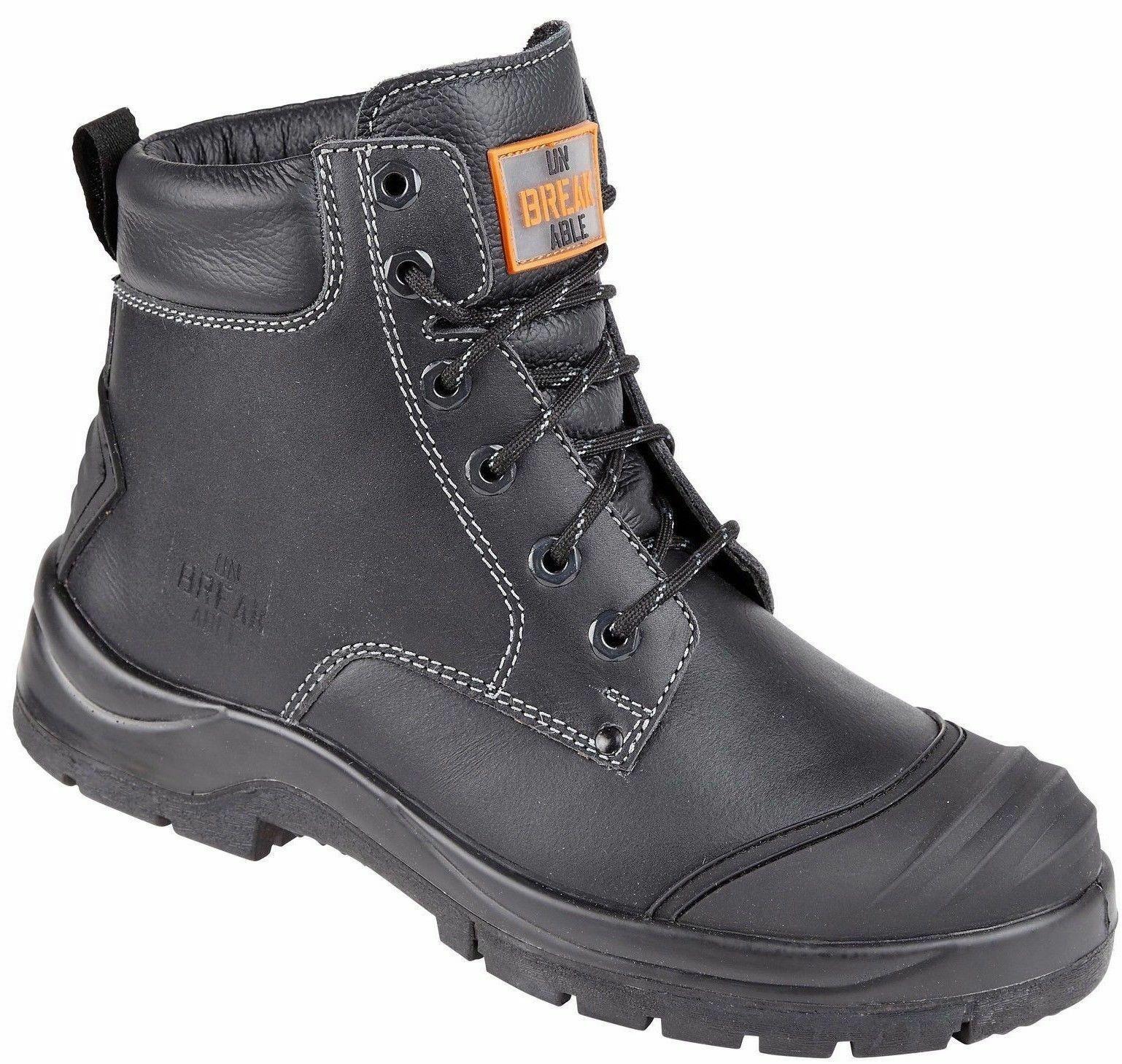 Unbreakable Trench-Pro S3 black leather steel toe/midsole scuff-cap safety boot #8103