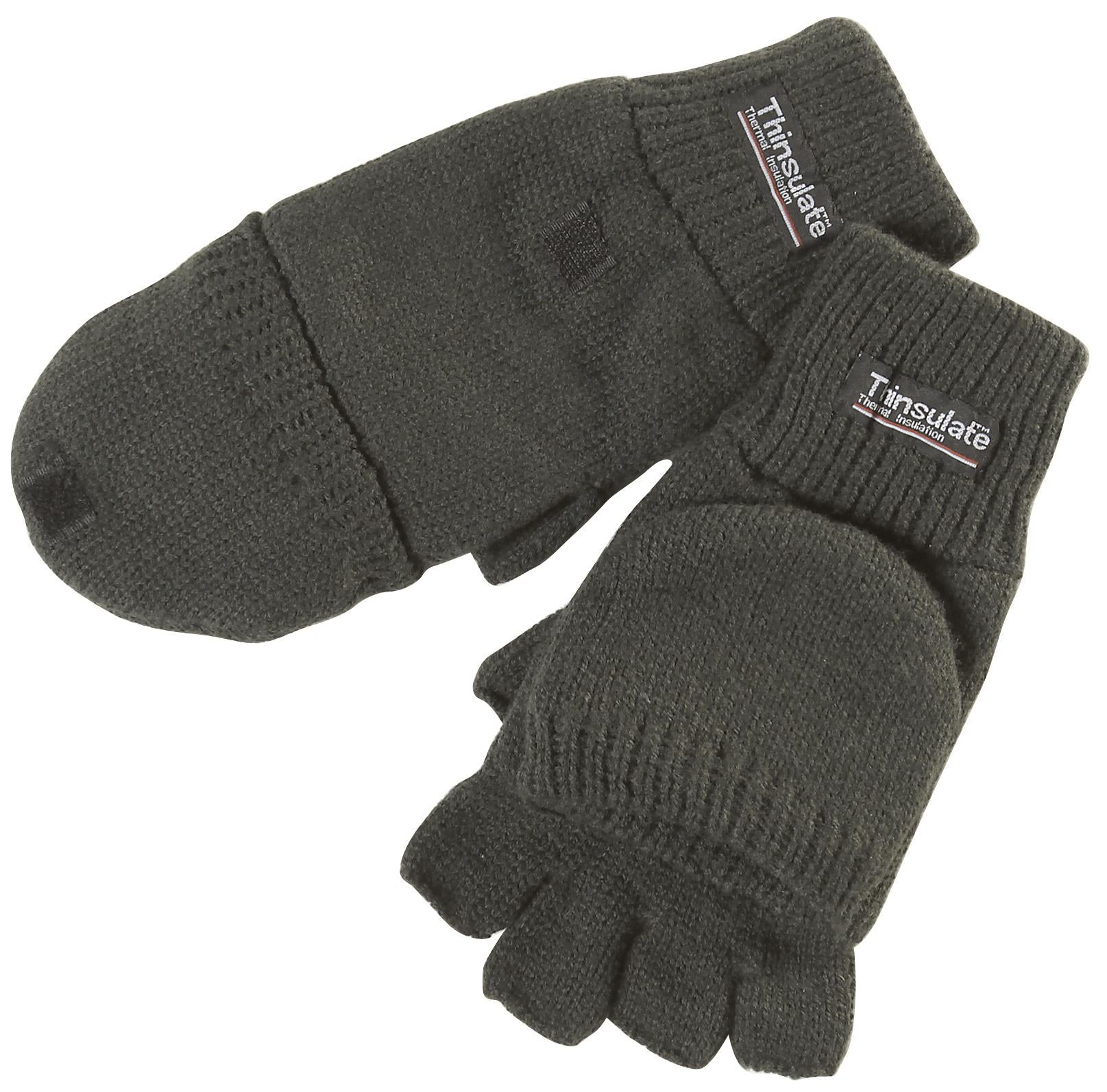 Fort Thinsulate thermal-lined olive green fleece winter shooters mitts #604