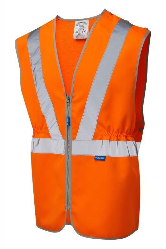 PULSAR® Rail tear-apart press-stud orange hi-viz waistcoat #PR145