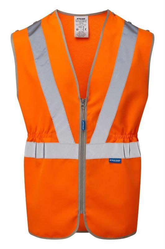 PULSAR® Rail tear-apart press-stud orange hi-viz waistcoat #PR145