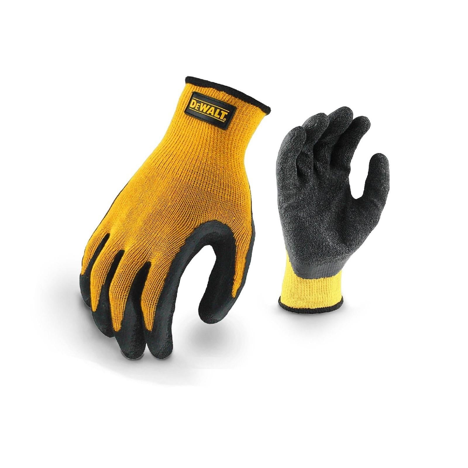 DeWalt Gripper yellow/black work textured rubber latex glove size large #DPG70L