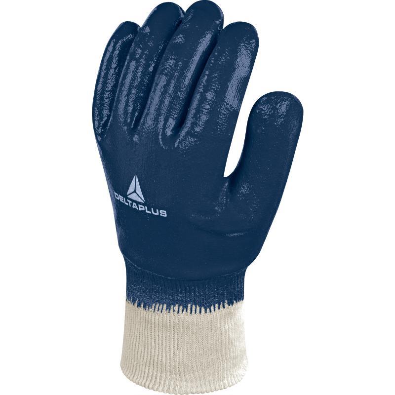 Delta Plus manual-handling blue nitrile fully-coated knit-wrist work glove #NI155