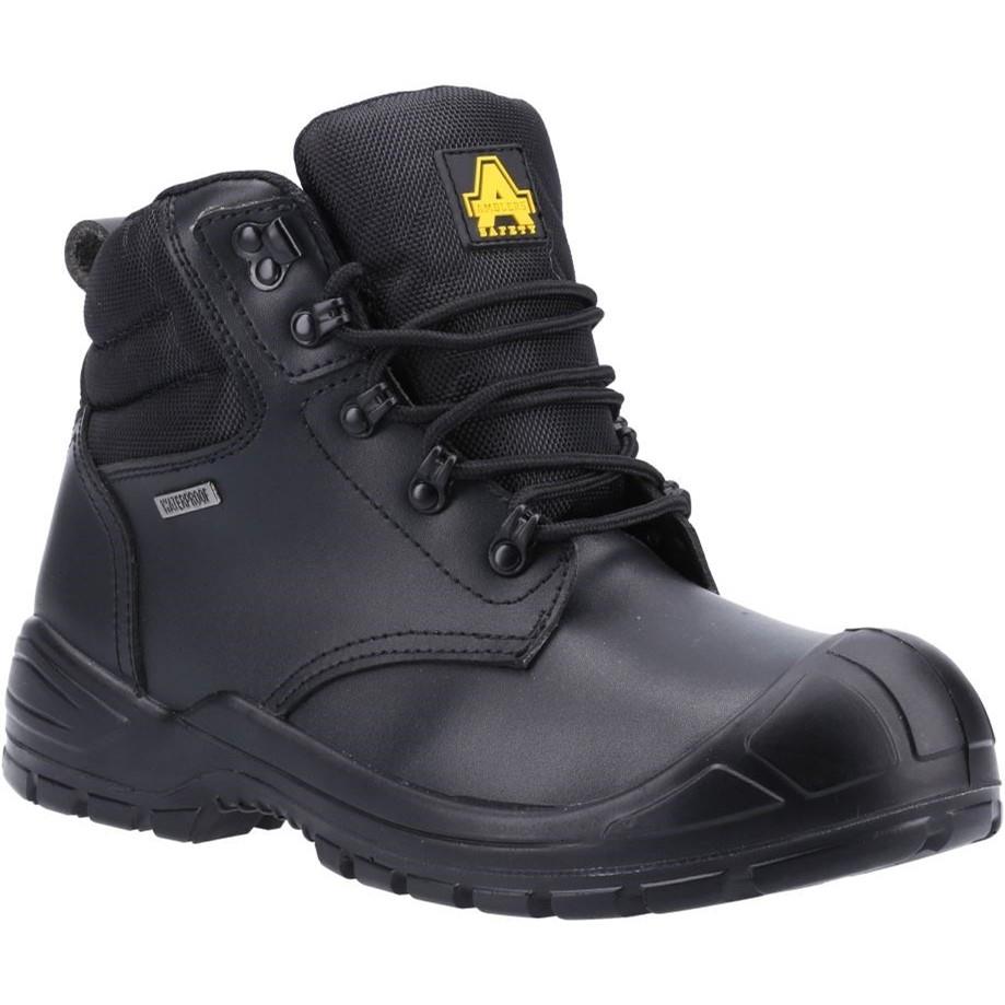 Amblers S3 black leather waterproof steel toe/midsole work safety boot #AS241