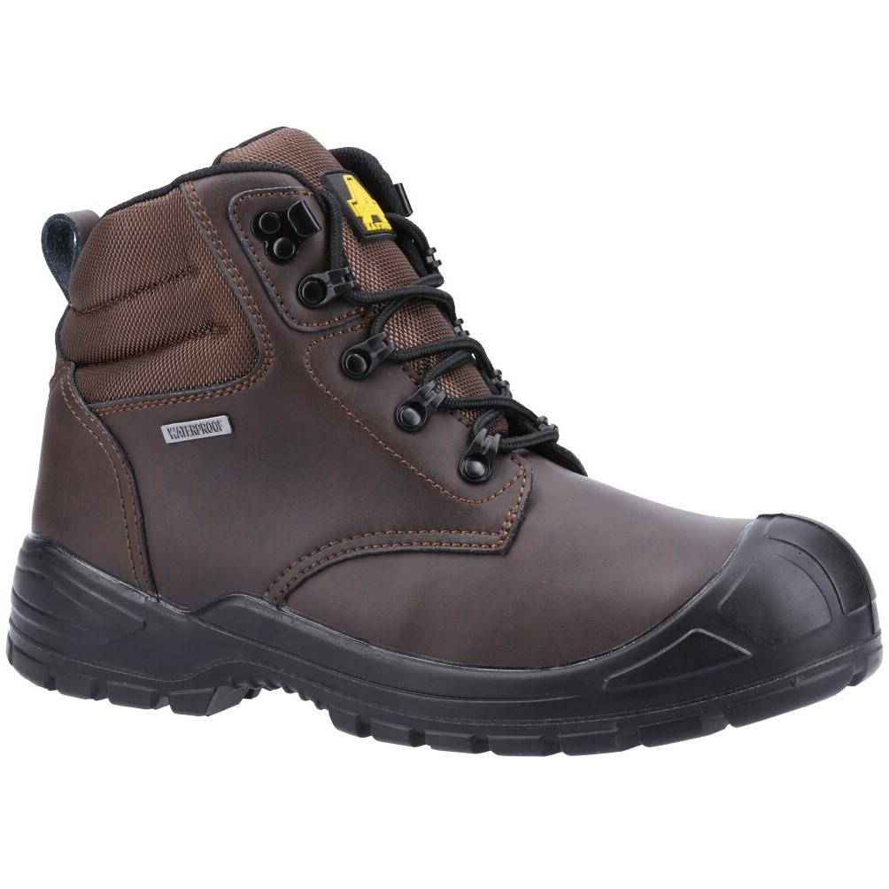 Amblers S3 brown leather waterproof steel toe/midsole work safety boot #AS241