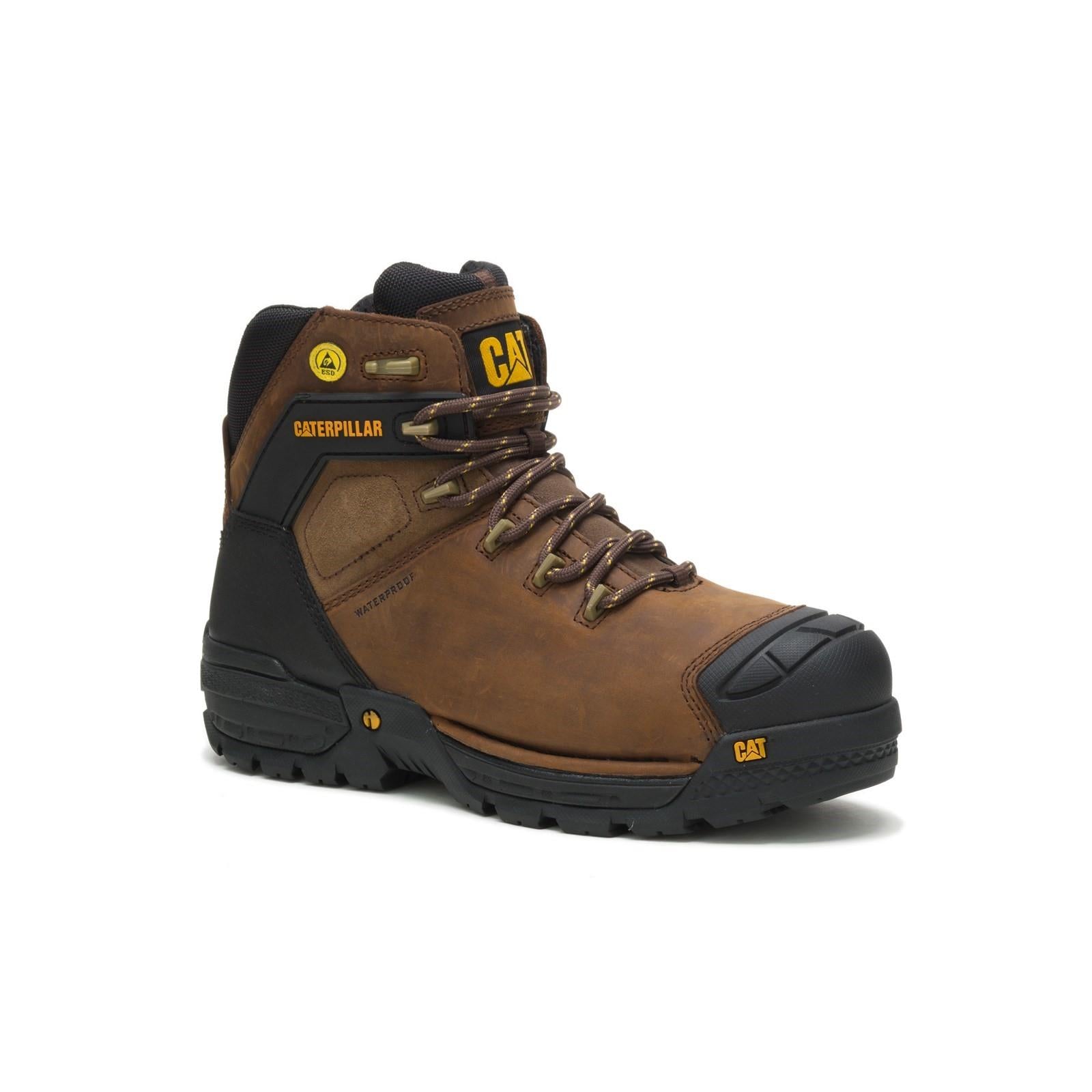 Caterpillar CAT Excavator S3 brown waterproof composite toe work safety boots