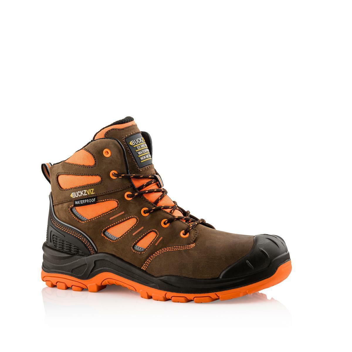 Buckbootz S3 brown/orange composite toe-cap/midsole safety boot #BVIZ2