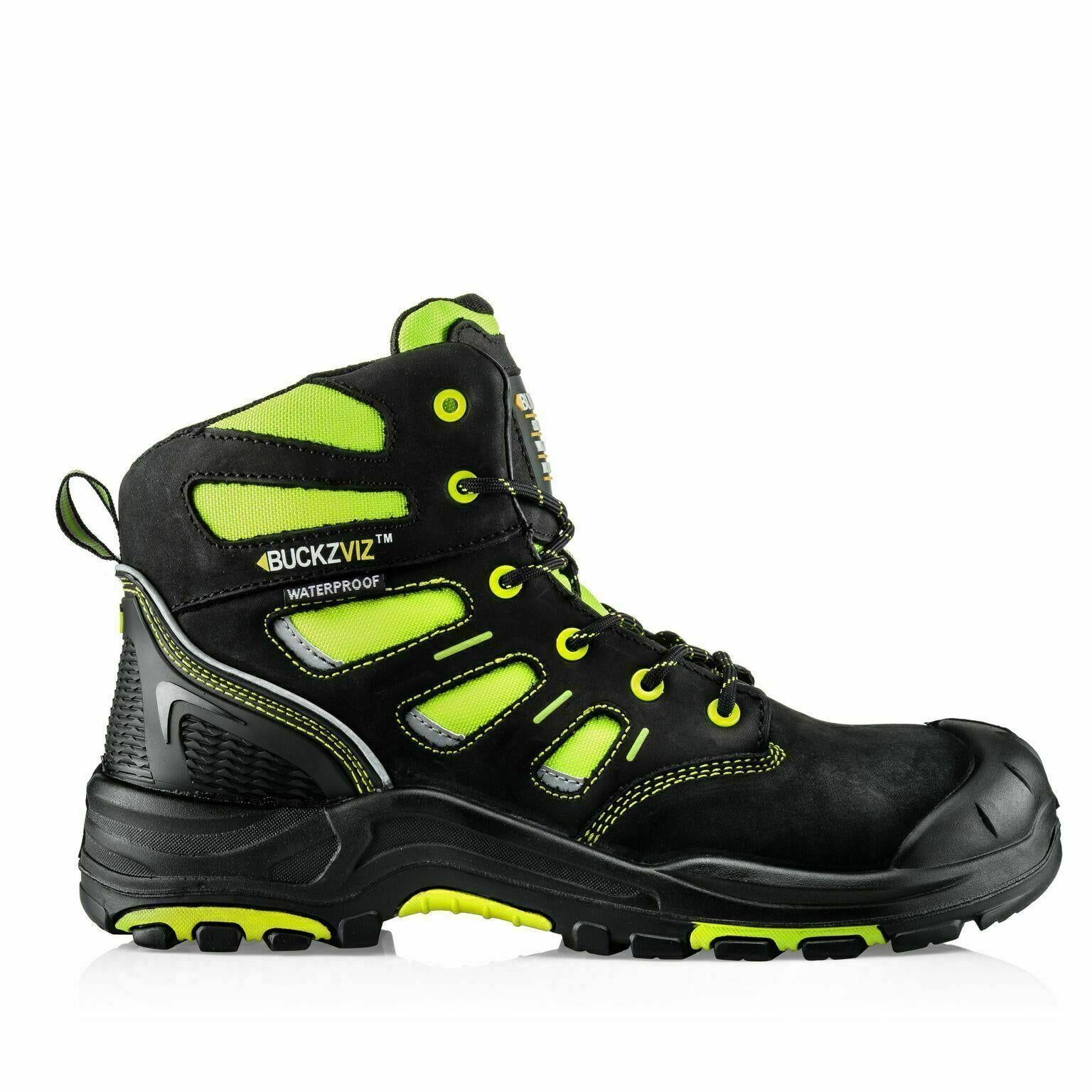 Buckbootz S3 black/yellow composite toe-cap/midsole safety boot #BVIZ2