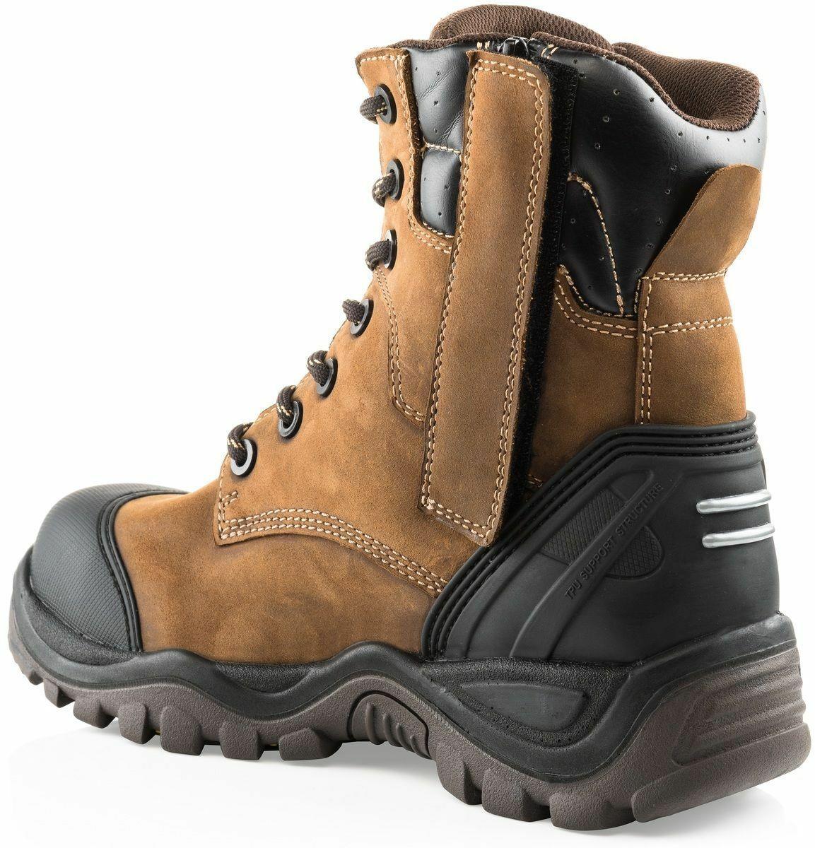 Buckbootz S3 brown leather waterproof steel toe/midsole side-zip safety work boot #BSH008