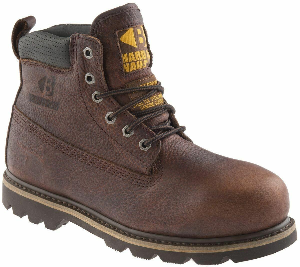 Buckbootz SBP brown waterproof leather steel toe/midsole safety work boot #B750SMWP