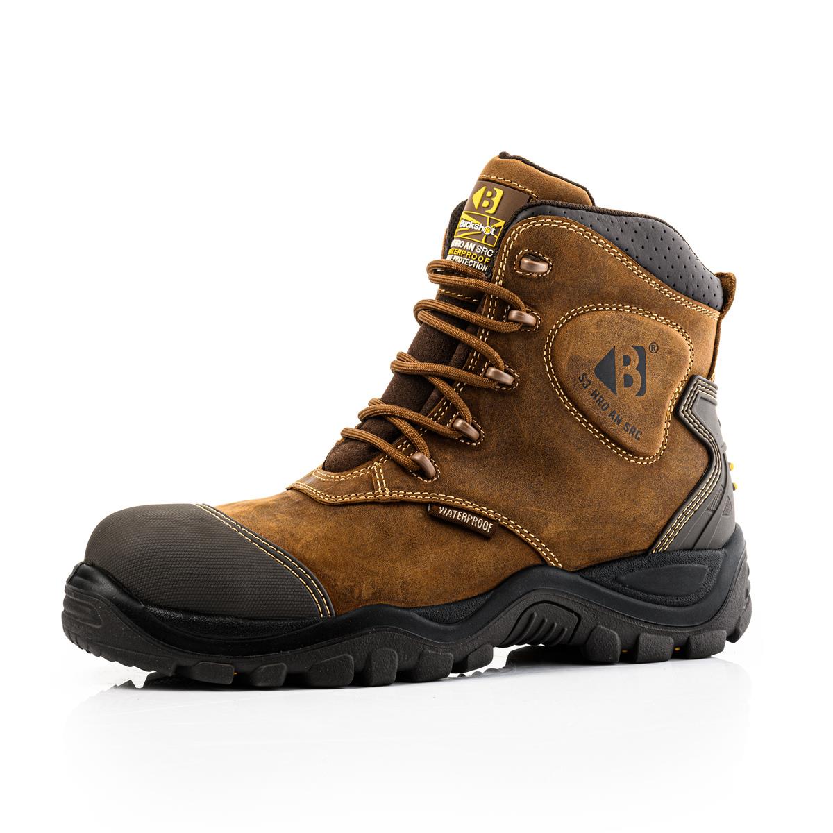 Buckbootz S3 brown ankle protection waterproof composite toe/midsole work safety boot #BSH012