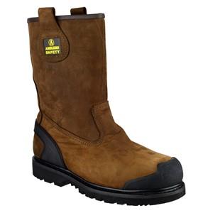 Amblers S3 brown waterproof composite toe/midsole safety rigger boot #FS223